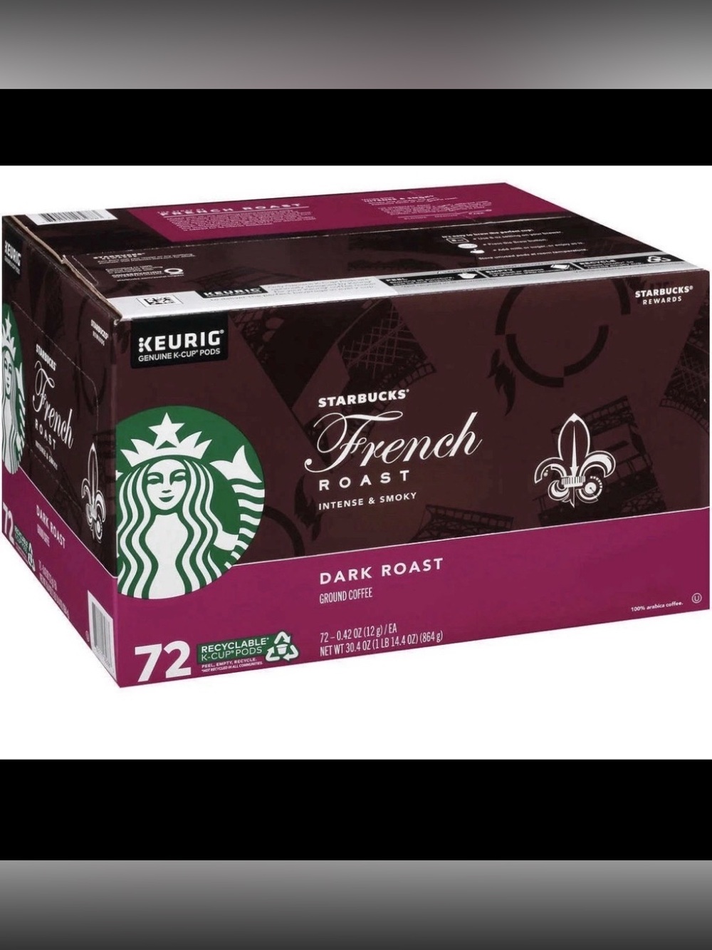 Starbucks Dark French Roast K-Cup, 72-count, 30.4 oz
